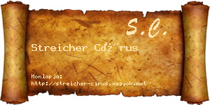 Streicher Círus névjegykártya